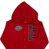 Age 5-6 Daytona Harley Davidson Graphic Hoodie - XS Red Cotton