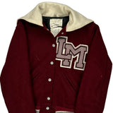 Made In USA Lm Logo Delong College Varsity Jacket - Large Cream Wool