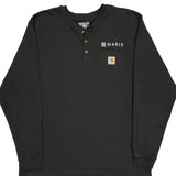 Carhartt Henley Long Sleeve T-Shirt - Large Black Cotton