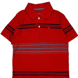 Age 4-5 Tommy Hilfiger Striped Polo Shirt - XS Red Cotton