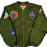 Age 10 Up And Away Bomber Jacket - Medium Green Polyester