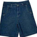 Skull Print Fubu Graphic Denim Shorts - 32W 10L Blue Denim