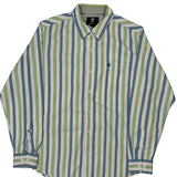 Timberland Striped Shirt - Large Blue Cotton