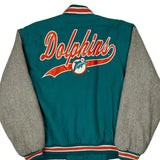 Miami Dolphins Logo Athletics Football Varsity Jacket - Large Gray Wool Blend