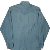 Wrangler Contrast Stitch Denim Shirt - Large Beige Cotton