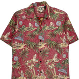 Tees Hawaii Floral Hawaiian Shirt - Small Red Cotton