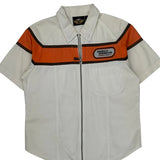 Harley Davidson Spellout Short Sleeve Shirt - Medium White Cotton