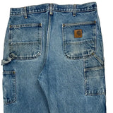 Made In USA Carhartt Double Knee Carpenter Pants - 34W 29L Blue Cotton