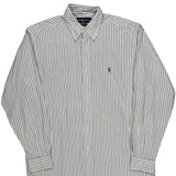Ralph Lauren Striped Shirt - Medium White Cotton