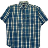 Dickies Checked Short Sleeve Shirt - Large Blue Cotton