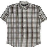 Tommy Hilfiger Checked Short Sleeve Shirt - XL Brown Cotton