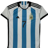 Argentina National Team Adidas 2022-23 De Paul Home Football Shirt - Medium Blue Polyester