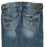 Silver Contrast Stitch Jeans - 38W 31L Dark Wash Denim