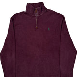 Polo By Ralph Lauren 1/4 Zip - Large Burgundy Cotton