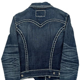 True Religion Contrast Stitch Denim Jacket - Small Dark Wash Denim