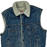 80S Made In USA Levis Sherpa Lined Denim Vest - Medium Blue Denim
