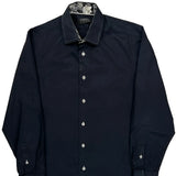 Coogi Contrast Stitch Shirt - Medium Navy Cotton