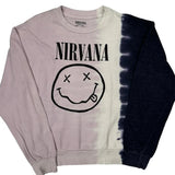 Smiley Face Logo Nirvana Band Sweatshirt - Medium Navy Cotton Blend