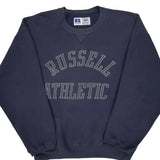 Made In USA Russell Athletic Spellout Sweatshirt - XL Navy Cotton Blend