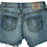 True Religion Denim Shorts - 28W UK 8 Light Wash Denim