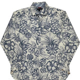 Tommy Hilfiger Floral Hawaiian Shirt - Large Blue Cotton