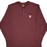 Carhartt Long Sleeve T-Shirt - XL Burgundy Cotton