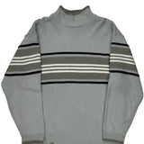 Southpole Striped Sweater - XL Gray Acrylic