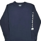 Carhartt Spellout Long Sleeve T-Shirt - XL Navy Cotton