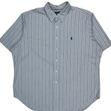 Ralph Lauren Striped Short Sleeve Shirt - 2XL Blue Cotton