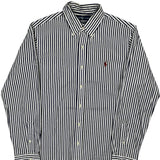 Ralph Lauren Striped Shirt - Medium Navy Cotton