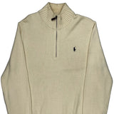 Polo By Ralph Lauren 1/4 Zip - Large Cream Cotton