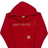 Age 6-7 Carhartt Spellout Hoodie - Small Red Cotton Blend