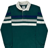 Lands End Striped Rugby Shirt - Large Green Cotton