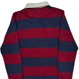 Izod Striped Rugby Shirt - Small Burgundy Cotton