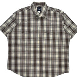 Wrangler Checked Short Sleeve Shirt - Large Cream Cotton