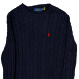 Polo By Ralph Lauren Cable Knit Sweater - Small Navy Cotton