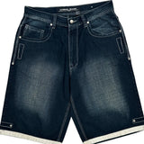 Unbranded Contrast Stitch Denim Shorts - 33W 12L Dark Wash Cotton