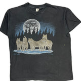 Wolf Print Bara Single Stitch T-Shirt - Large Black Cotton