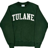 Tulane Champion College Sweatshirt - Small Green Cotton Blend
