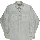 70S/80S Made In USA Lee Striped Shirt - XL White Cotton