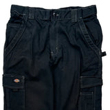 Dickies Double Knee Cargo Trousers - 34W 32L Black Cotton