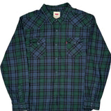 Levis Checked Flannel Shirt - 2XL Blue Cotton