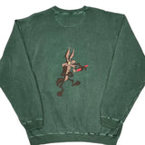Road Runner Looney Tunes Cartoon Sweatshirt - Large Green Cotton