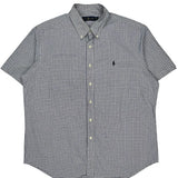 Ralph Lauren Checked Short Sleeve Shirt - XL Blue Cotton