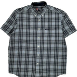 Chaps Ralph Lauren Checked Short Sleeve Shirt - Medium Gray Cotton