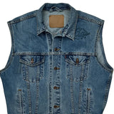 American Flag Patch Levis Denim Vest - Large Blue Denim