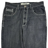 Embroidered Avalanche Studded Jeans - 38W 31L Gray Cotton