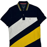 Tommy Hilfiger Striped Polo Shirt - Medium Navy Cotton