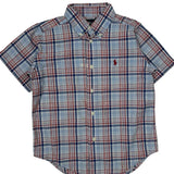 Age 4 Ralph Lauren Checked Short Sleeve Shirt - XS Blue Cotton