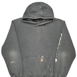Carhartt Spellout Hoodie - 2XL Grey Cotton Blend